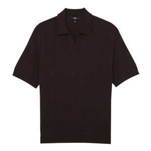 REISS Chelmsford Merino Wool Wide-Rib Polo Jumper